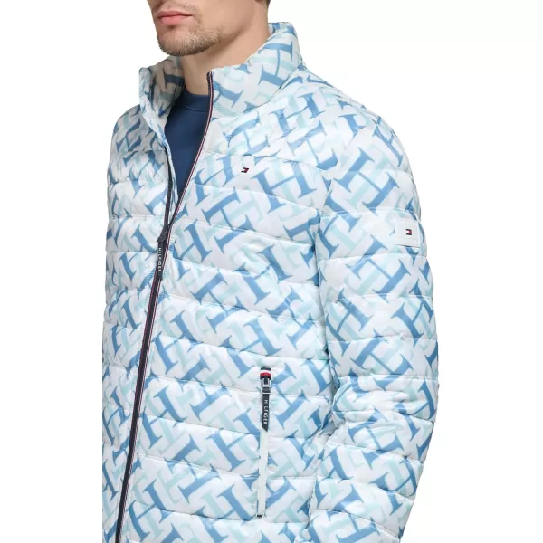 Tommy Hilfiger Mens Ultra Loft Lightweight Packable Puffer Jacket Standard and Big  TallWhite Th Logo Print