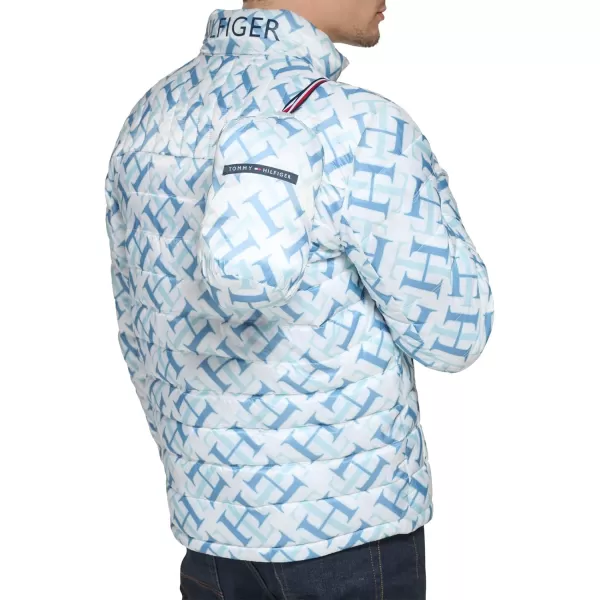 Tommy Hilfiger Mens Ultra Loft Lightweight Packable Puffer Jacket Standard and Big  TallWhite Th Logo Print