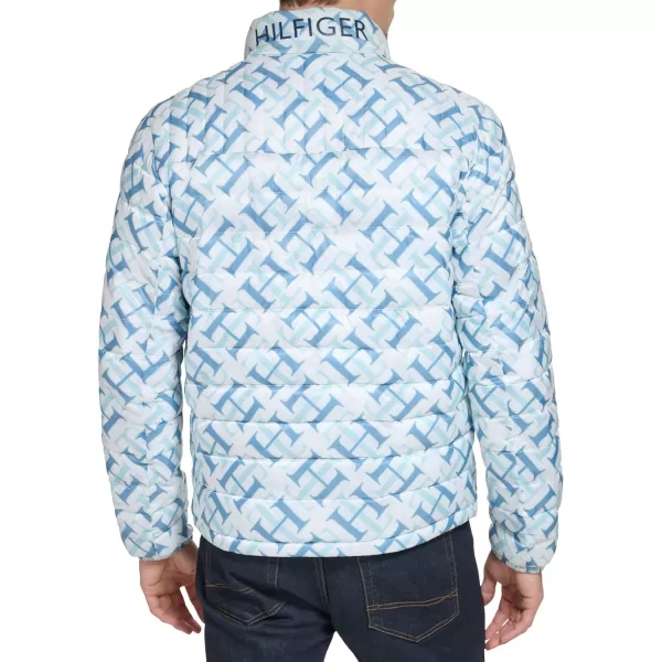 Tommy Hilfiger Mens Ultra Loft Lightweight Packable Puffer Jacket Standard and Big  TallWhite Th Logo Print