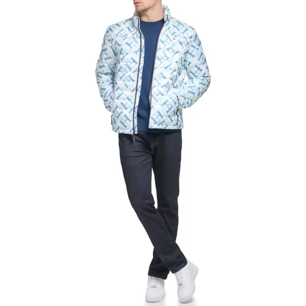 Tommy Hilfiger Mens Ultra Loft Lightweight Packable Puffer Jacket Standard and Big  TallWhite Th Logo Print