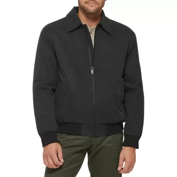 Dockers Mens Micro Twill Golf Bomber JacketBlack Filled