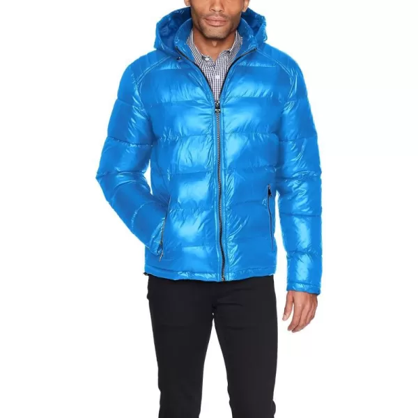 GUESS mens Midweight Puffer Jacket With Removable HoodAqua