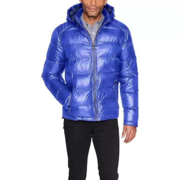 GUESS mens Midweight Puffer Jacket With Removable HoodDeep Indigo Blue