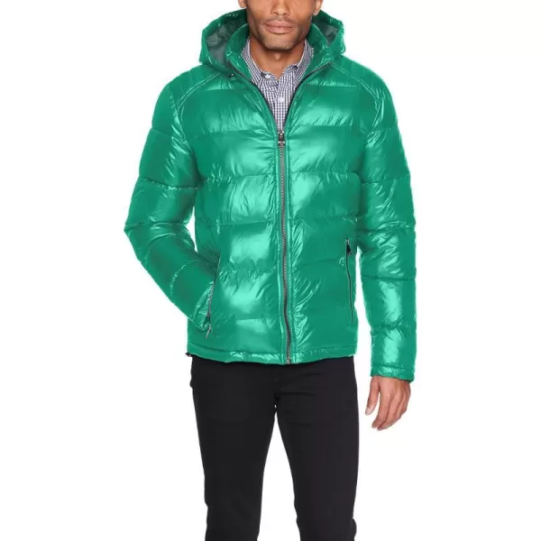 GUESS mens Midweight Puffer Jacket With Removable HoodDeep Kelly Green