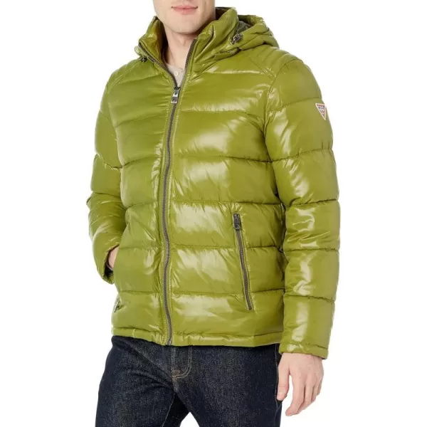 GUESS mens Midweight Puffer Jacket With Removable HoodDeep Moss