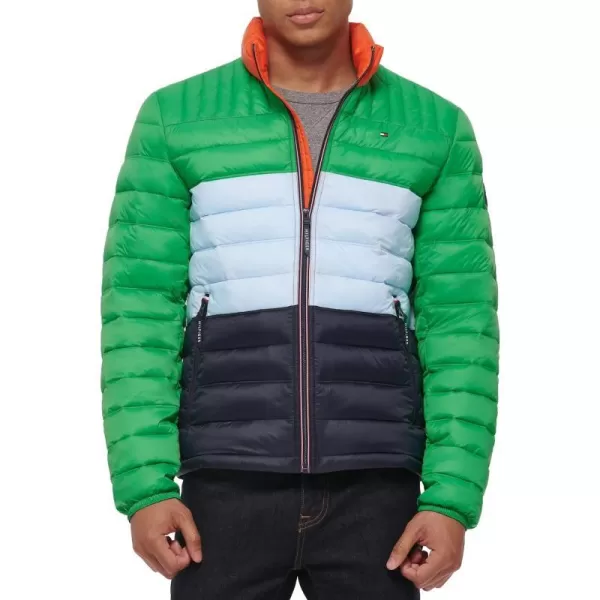 Tommy Hilfiger Mens Ultra Loft Lightweight Packable Puffer Jacket Standard and Big  TallApres Ski Colorblock