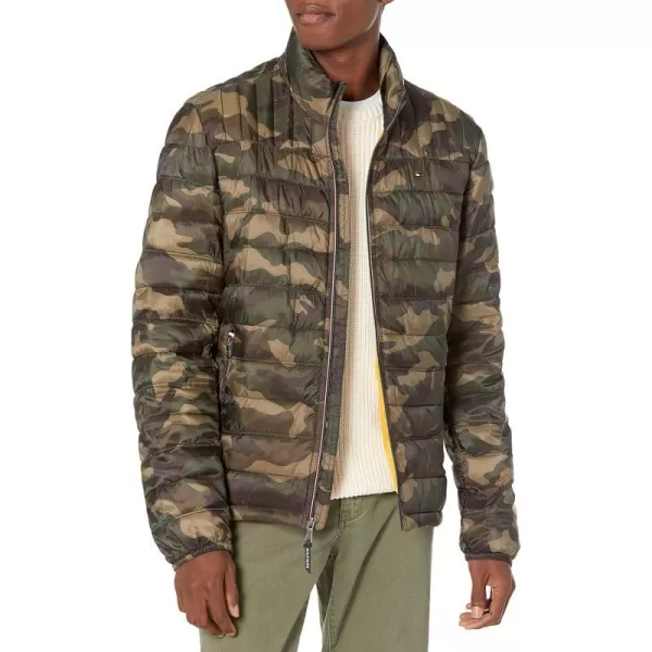 Tommy Hilfiger Mens Ultra Loft Lightweight Packable Puffer Jacket Standard and Big  TallOlive Camouflage