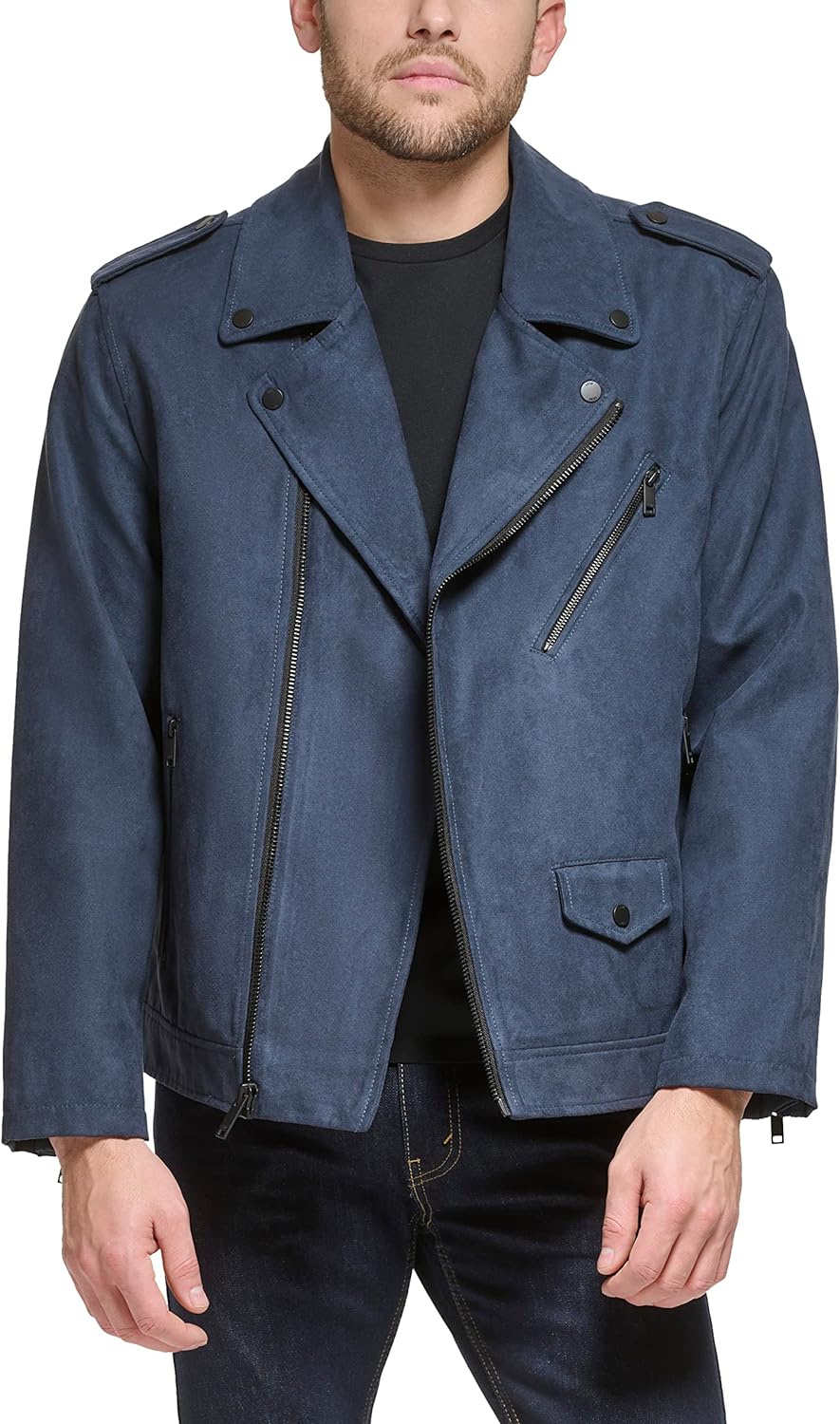 DKNY Men s Modern Motorcycle Jacket Navy The Outerwear Shop DKNY Men s Modern Motorcycle Jacket Navy The Outerwear Shop