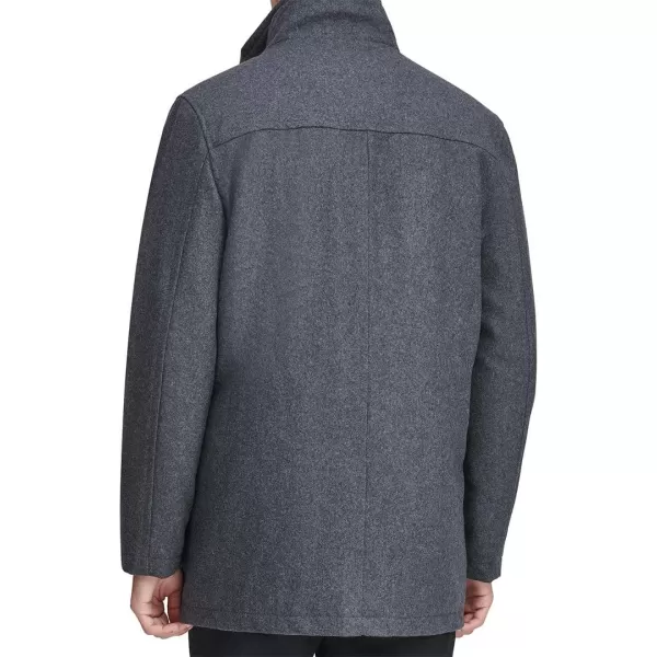 Andrew Marc Mens Coyle Wool Stand Collar Jacket with Knit Bib InsertCharcoal