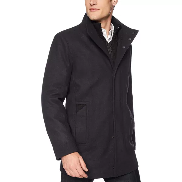 Andrew Marc Mens Coyle Wool Stand Collar Jacket with Knit Bib InsertInk