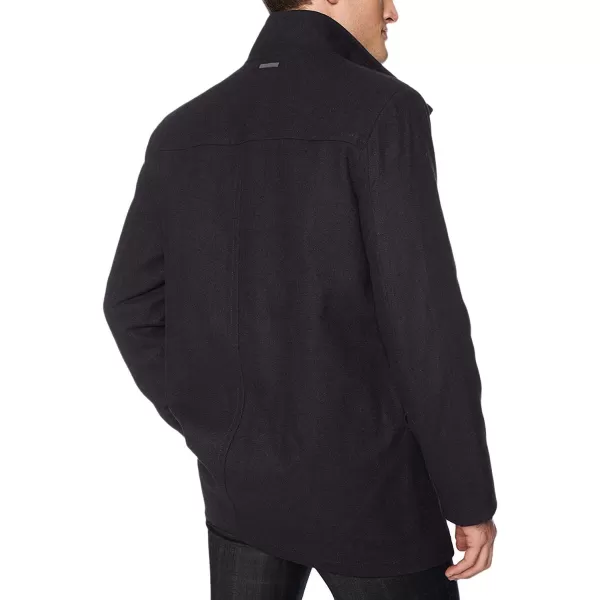 Andrew Marc Mens Coyle Wool Stand Collar Jacket with Knit Bib InsertInk