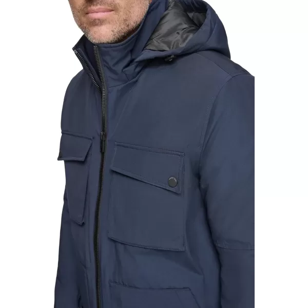 Andrew Marc Mens MidLength Water Resistant Laueld Jacket Zip Off HoodInk