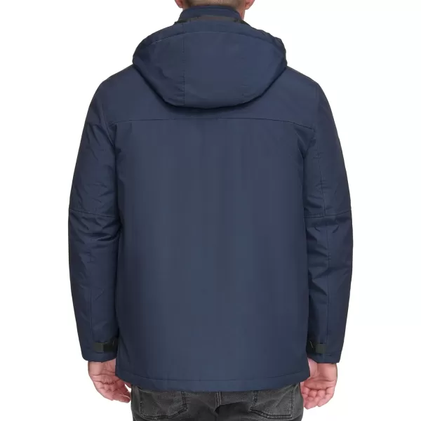 Andrew Marc Mens MidLength Water Resistant Laueld Jacket Zip Off HoodInk