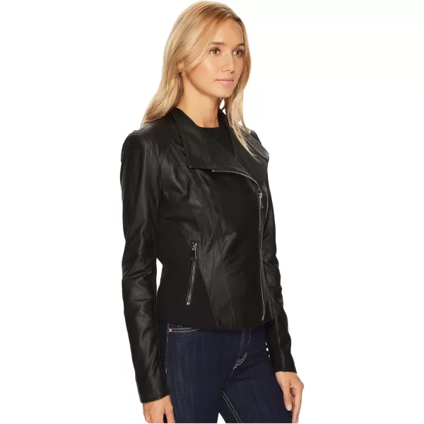 Andrew Marc Womens Lightweight Asymmetrical Leather JacketBlack