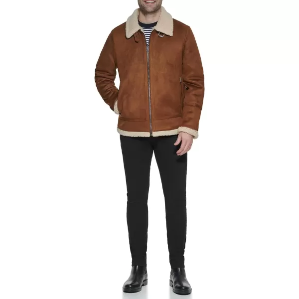 Calvin Klein Faux Leather MenBomber Jacket with Shearling LiningCognac