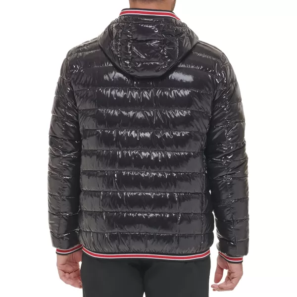 Calvin Klein Hooded Shiny Puffer Jackets Winter Coats for MenBlack