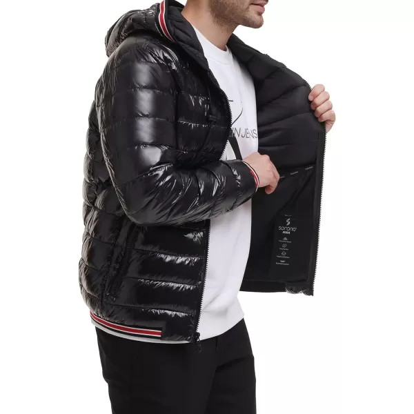 Calvin Klein Hooded Shiny Puffer Jackets Winter Coats for MenBlack