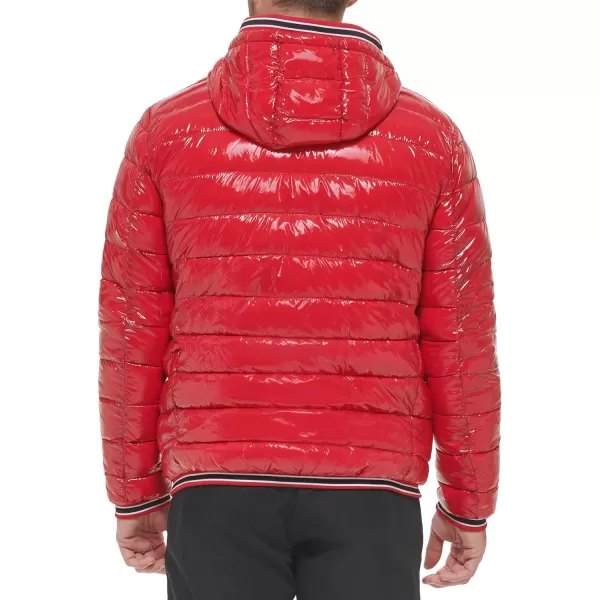 Calvin Klein Hooded Shiny Puffer Jackets Winter Coats for MenTrue Red