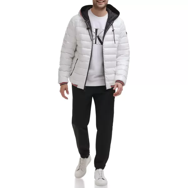 Calvin Klein Hooded Shiny Puffer Jackets Winter Coats for MenWhite