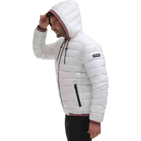 Calvin Klein Hooded Shiny Puffer Jackets Winter Coats for MenWhite