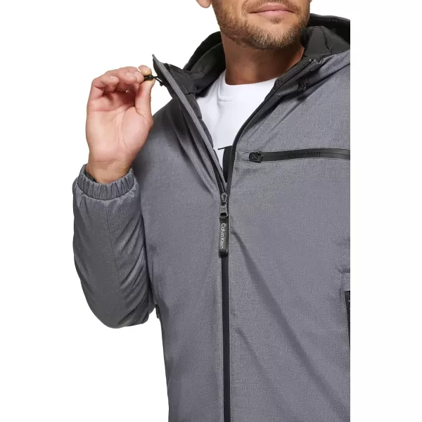 Calvin Klein Mens Classic Hooded Stretch JacketLight Grey Heather