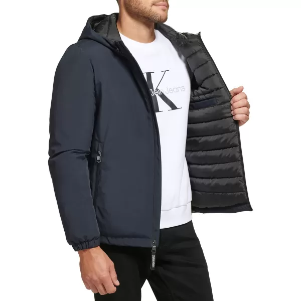 Calvin Klein Mens Classic Hooded Stretch JacketNavy