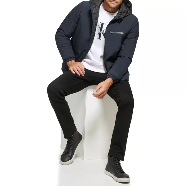 Calvin Klein Mens Classic Hooded Stretch JacketNavy