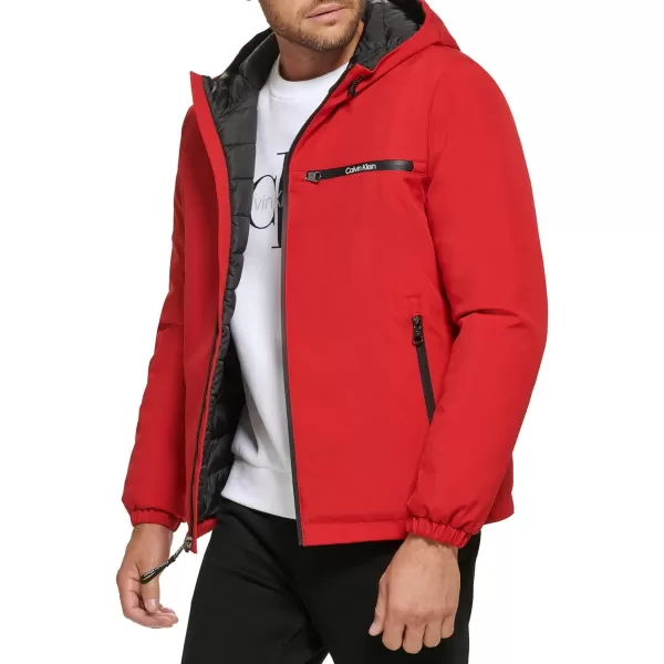 Calvin Klein Mens Classic Hooded Stretch JacketTrue Red