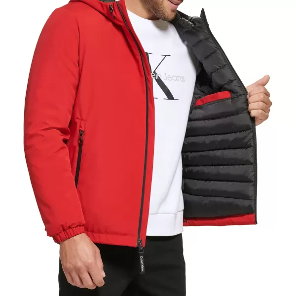 Calvin Klein Mens Classic Hooded Stretch JacketTrue Red