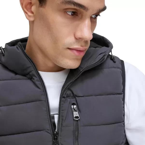 Calvin Klein Mens Core Lightweight Hooded Puffer VestIron