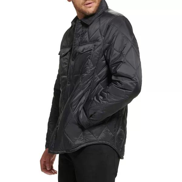 Calvin Klein Mens Diamond Quilted Shirt JacketBlack