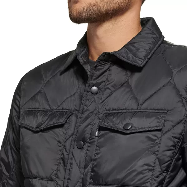 Calvin Klein Mens Diamond Quilted Shirt JacketBlack