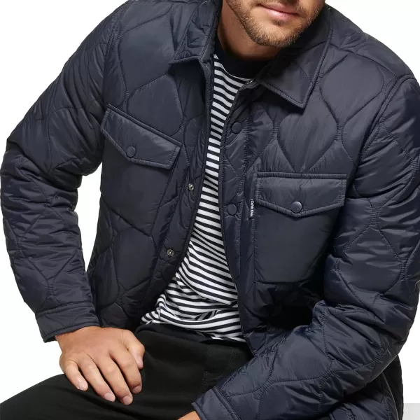 Calvin Klein Mens Diamond Quilted Shirt JacketNavy