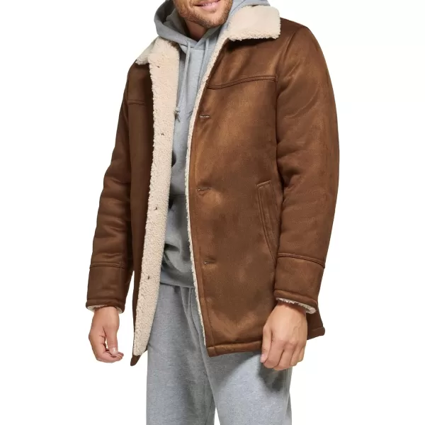 Calvin Klein Mens Faux Shearling JacketCognac