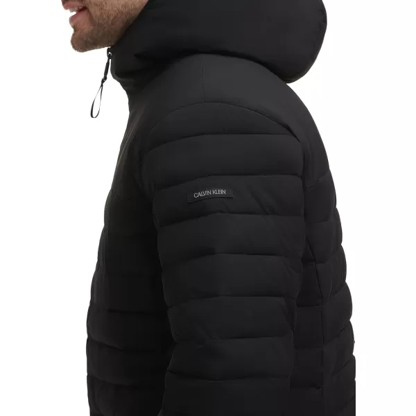 Calvin Klein Mens Hooded Down Jacket Quilted Coat Sherpa LinedEbony