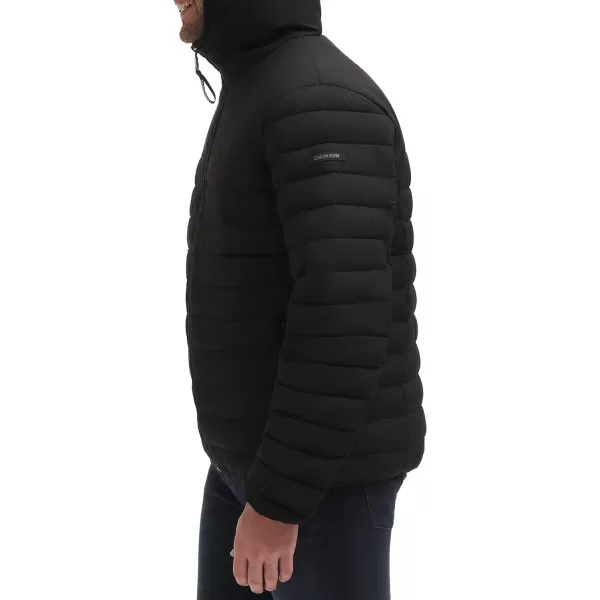 Calvin Klein Mens Hooded Down Jacket Quilted Coat Sherpa LinedEbony