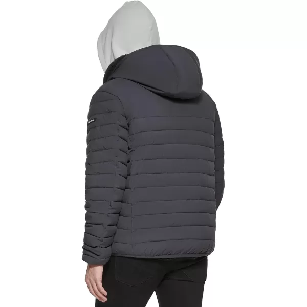 Calvin Klein Mens Hooded Down Jacket Quilted Coat Sherpa LinedIron