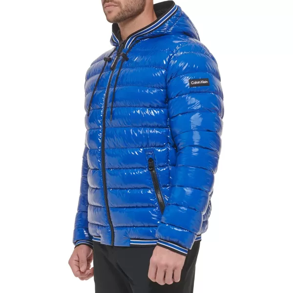 Calvin Klein Mens Hooded Super Shine Puffer JacketBlue