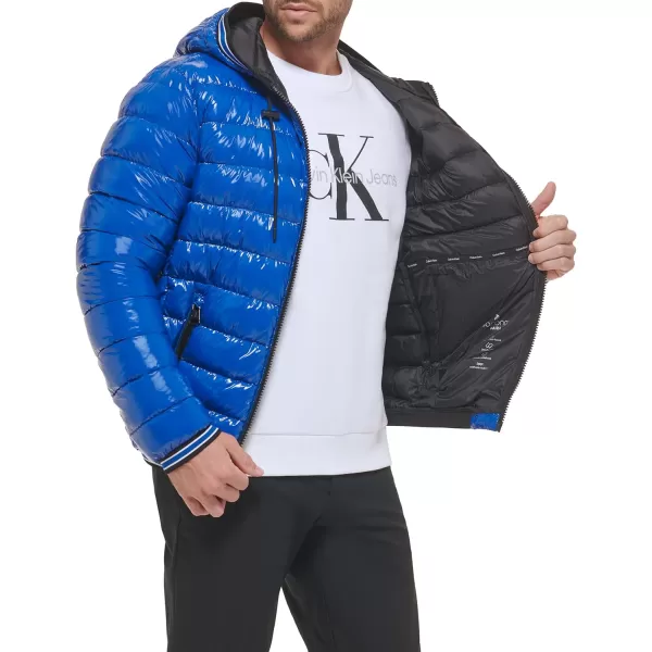 Calvin Klein Mens Hooded Super Shine Puffer JacketBlue