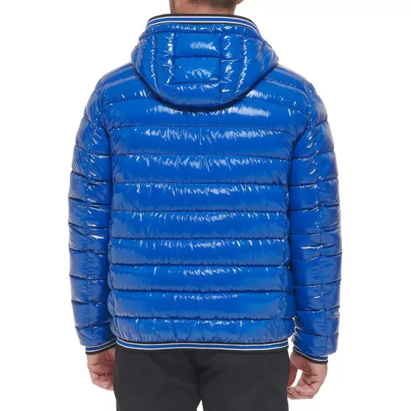 Calvin Klein Mens Hooded Super Shine Puffer JacketBlue