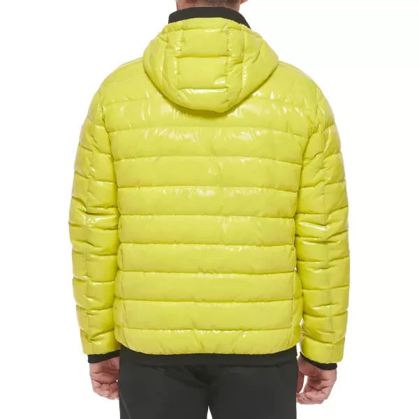 Calvin Klein Mens Hooded Super Shine Puffer JacketCitron