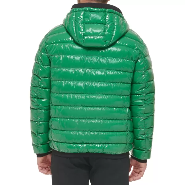 Calvin Klein Mens Hooded Super Shine Puffer JacketGreen