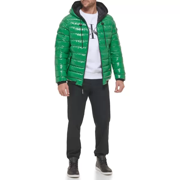 Calvin Klein Mens Hooded Super Shine Puffer JacketGreen