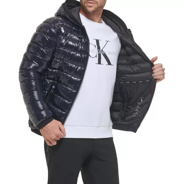 Calvin Klein Mens Hooded Super Shine Puffer JacketNavy