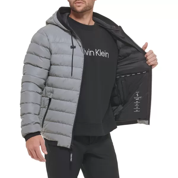 Calvin Klein Mens Hooded Super Shine Puffer JacketReflective