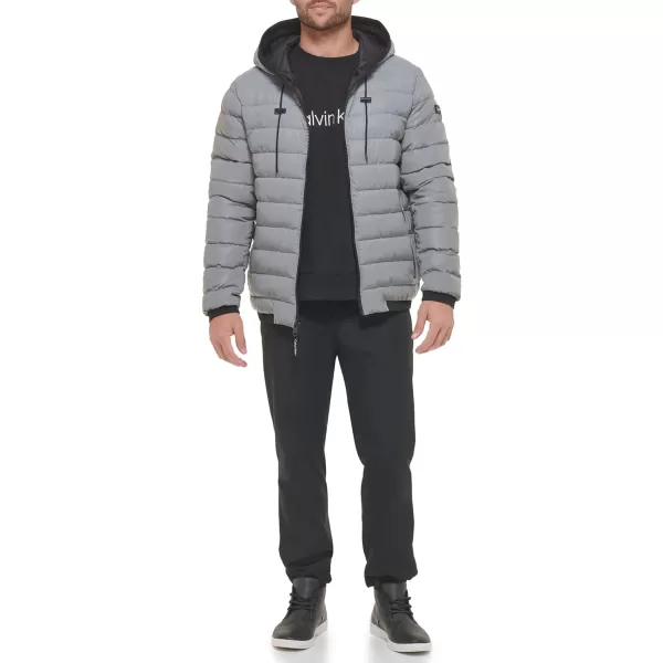 Calvin Klein Mens Hooded Super Shine Puffer JacketReflective