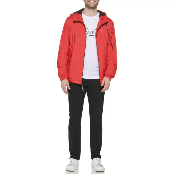 Calvin Klein Mens Hooded WindbreakerBright Red