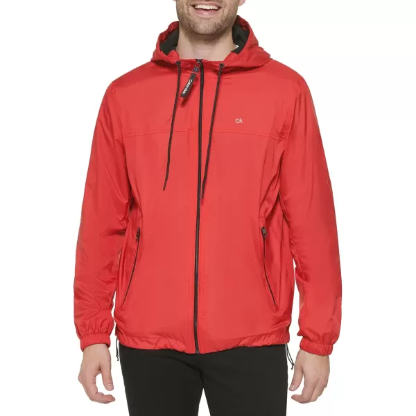 Calvin Klein Mens Hooded WindbreakerBright Red