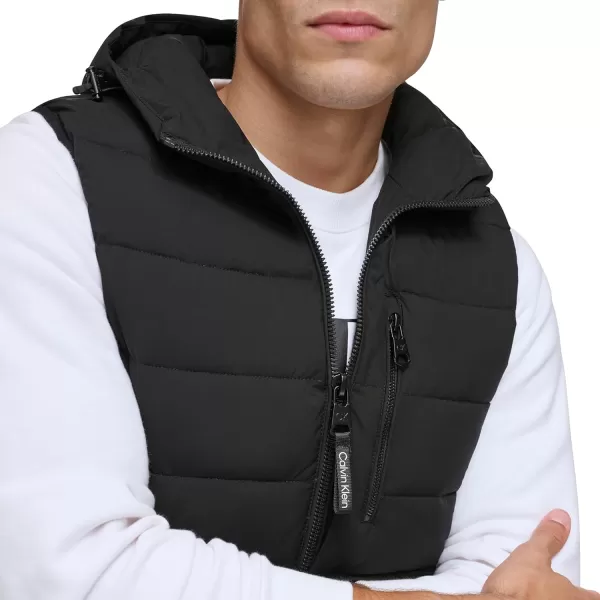 Calvin Klein Mens Lightweight Packable Hooded Puffer VestEbony