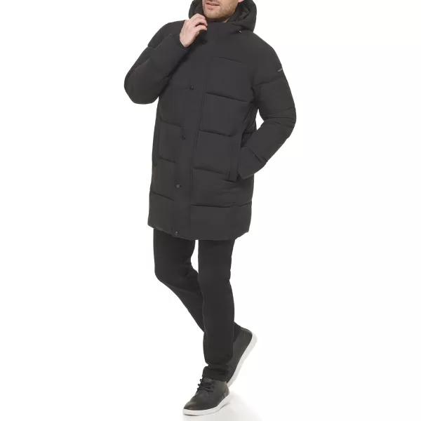 Calvin Klein Mens Long Stretch Puffer JacketEbony